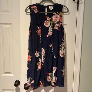 Blue Rain Womens Medium Blue Floral Dress Sleeveless Shift Mini Francesca's Tank